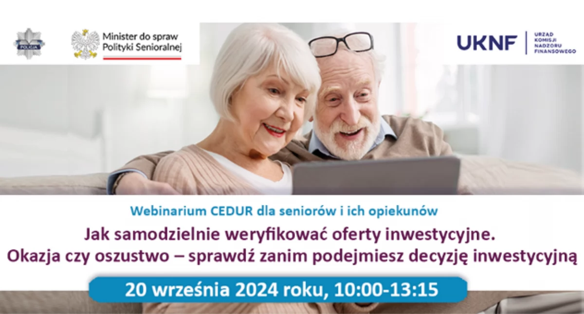 WIADOMOŚCI Z URZĘDU MIEJSKIEGO W PUŁTUSKU, WEBINARIUM samodzielnie weryfikować oferty inwestycyjne Okazja oszustwo sprawdź zanim podejmiesz decyzję inwestycyjną - zdjęcie, fotografia