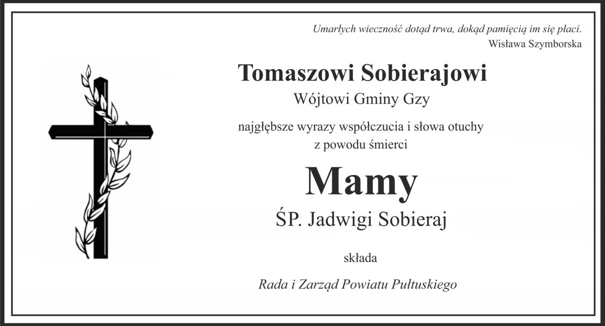 WIADOMOŚCI ZE STAROSTWA POWIATOWEGO, Kondolencje - zdjęcie, fotografia