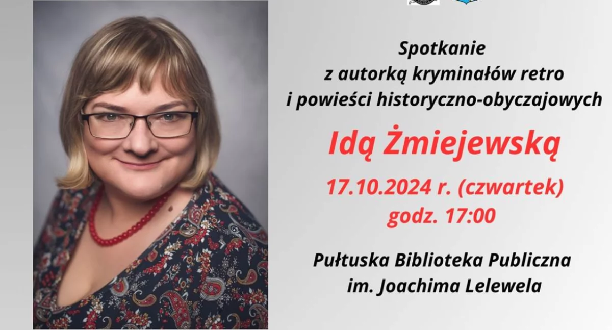 Literatura, Autorka kryminałów duchu retro gościem pułtuskiej biblioteki zaproszenie - zdjęcie, fotografia