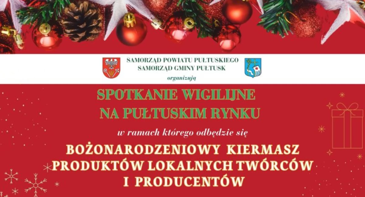 WIADOMOŚCI Z URZĘDU MIEJSKIEGO W PUŁTUSKU, Spotkanie wigilijne pułtuskim rynku bożonarodzeniowy kiermasz - zdjęcie, fotografia