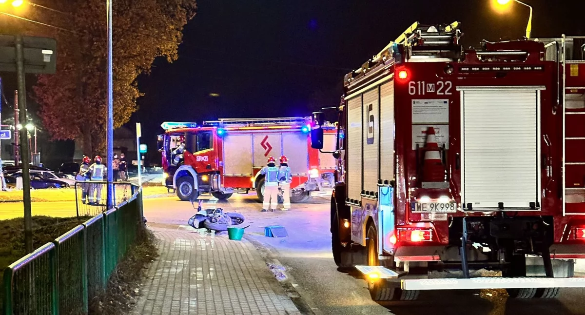 Policja, Wypadek Popławach Droga zablokowana - zdjęcie, fotografia