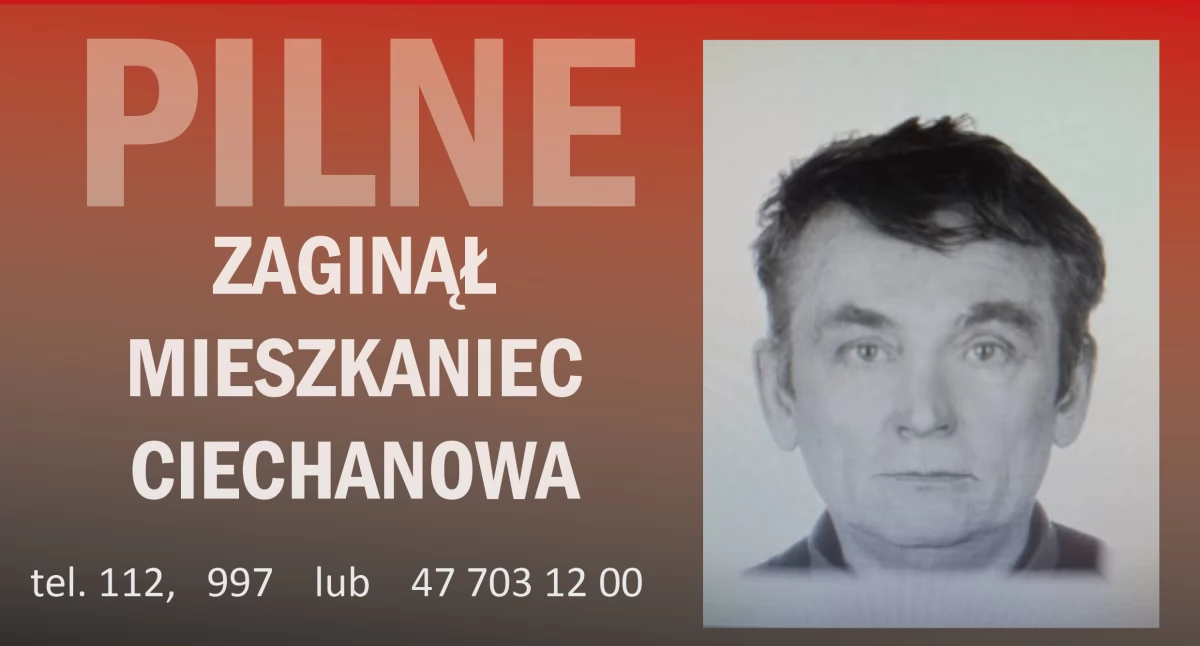 Komunikaty policji, Zaginął mieszkaniec Ciechanowa - zdjęcie, fotografia