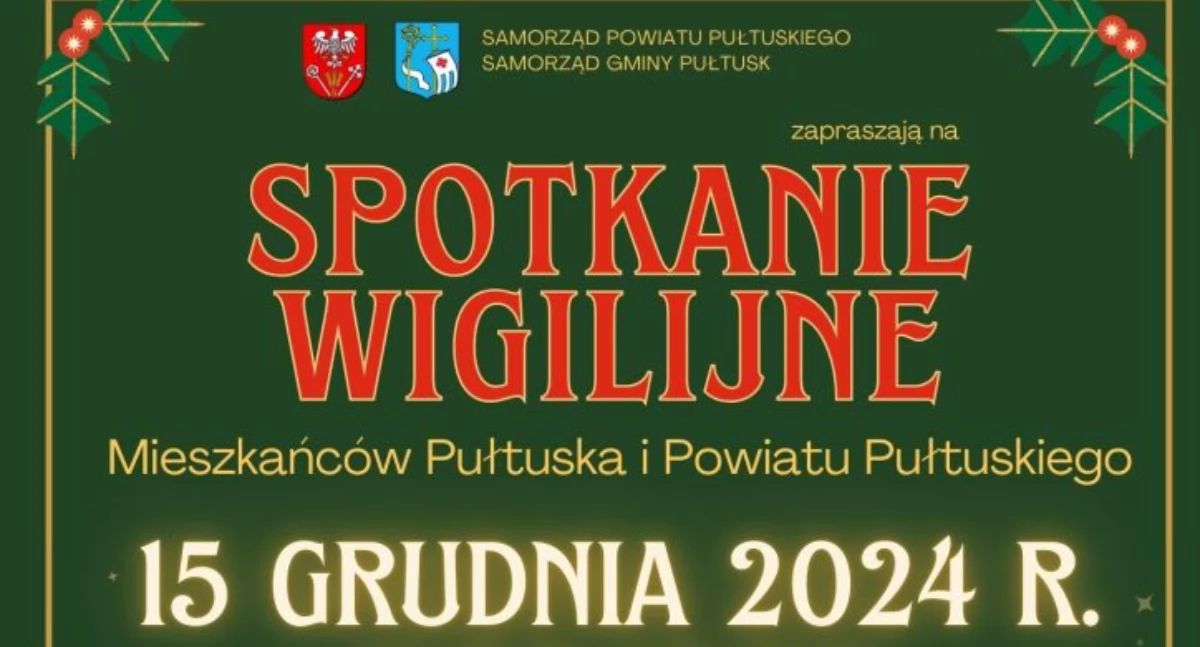 WIADOMOŚCI Z URZĘDU MIEJSKIEGO W PUŁTUSKU, Zapraszamy Spotkanie Wigilijne Mieszkańców Pułtuska Powiatu Pułtuskiego - zdjęcie, fotografia