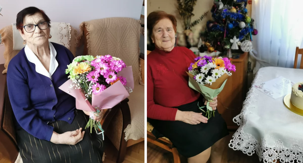 Ludzie, Wójt wizytą Solenizantek - zdjęcie, fotografia