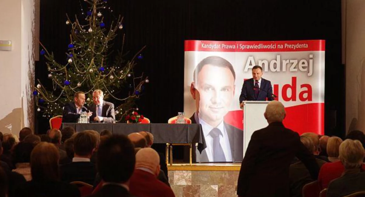 Andrzej Duda w Pułtusku w 2015 roku podczas kampanii prezydenckiej
