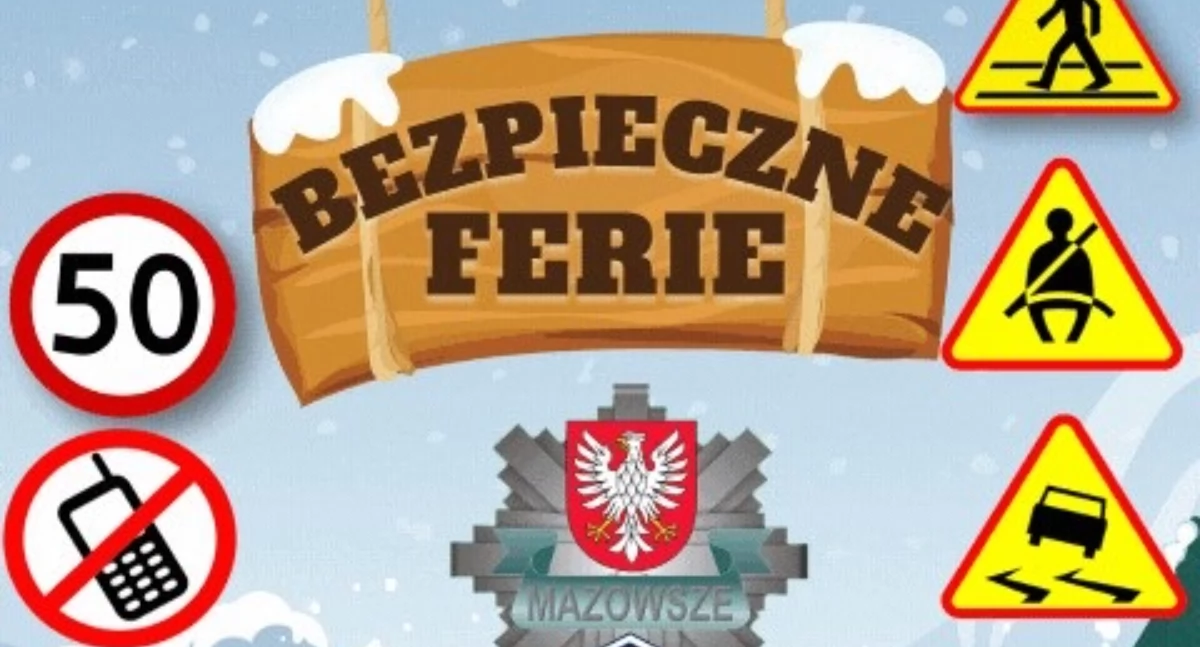 Policja, bepiecznie spędzić ferie - zdjęcie, fotografia