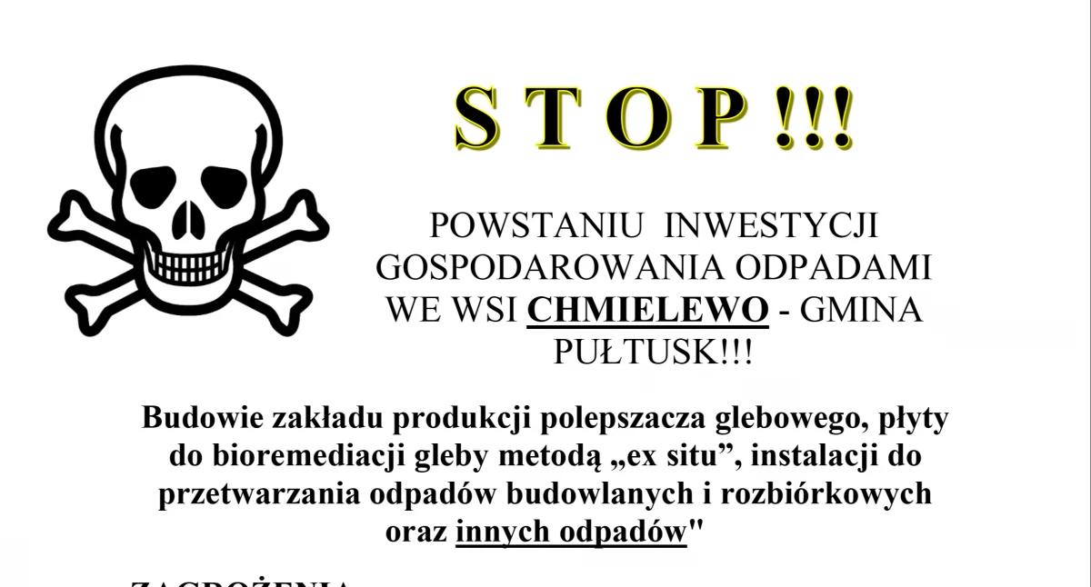 Społeczeństwo, Jesteście przeciwni powstaniu zakładu przetwarzającego odpady Chmielewie Możecie wyrazić swój sprzeciw osobiście - zdjęcie, fotografia