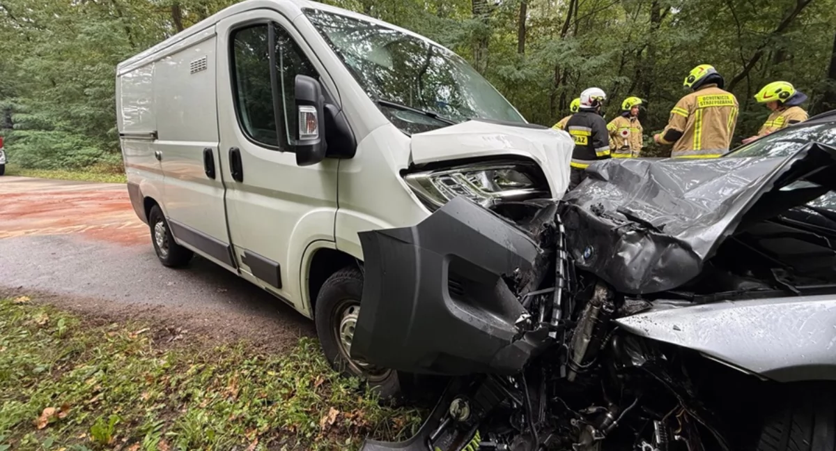 Policja, Młody kierowca wypadł łuku drogi Zderzenie pojazdów Murowance - zdjęcie, fotografia