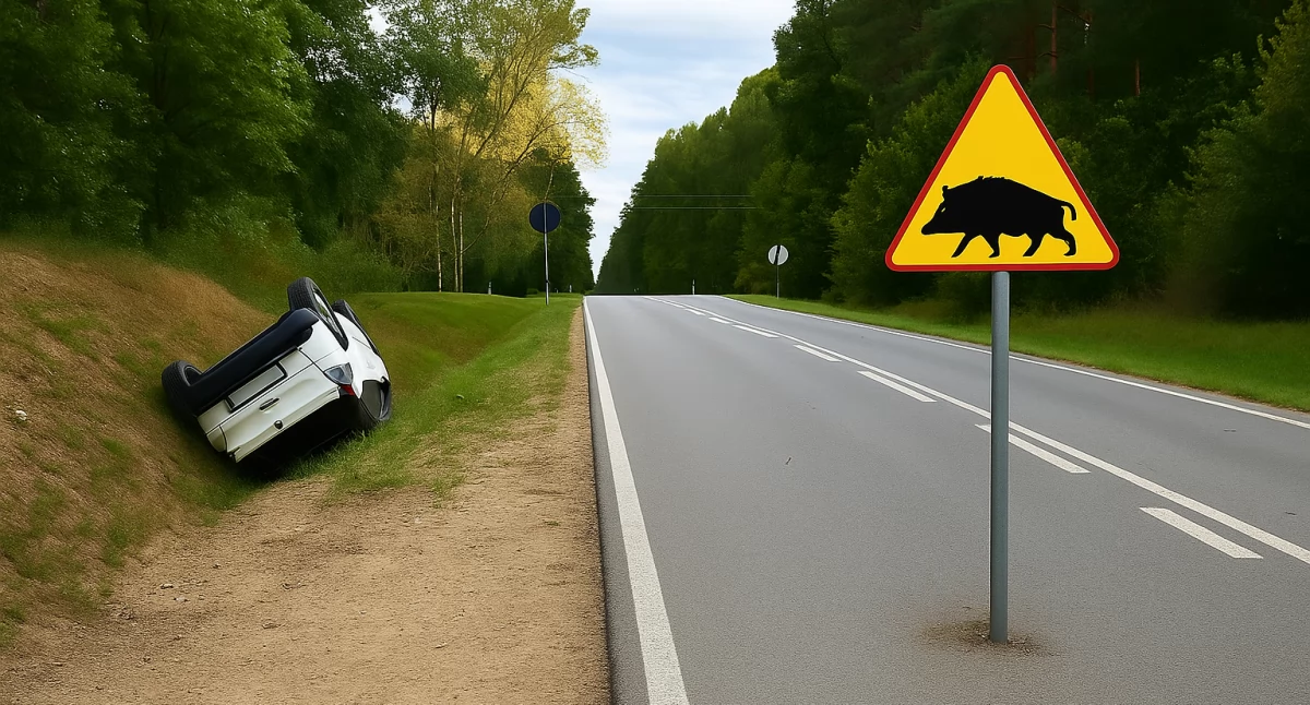 Wypadki, zdarzenia drogowe udziałem dzikich zwierząt - zdjęcie, fotografia