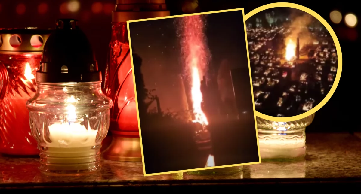 Wybuch znicza wywołał pożar na cmentarzu. Słup ognia sięgał 10 metrów