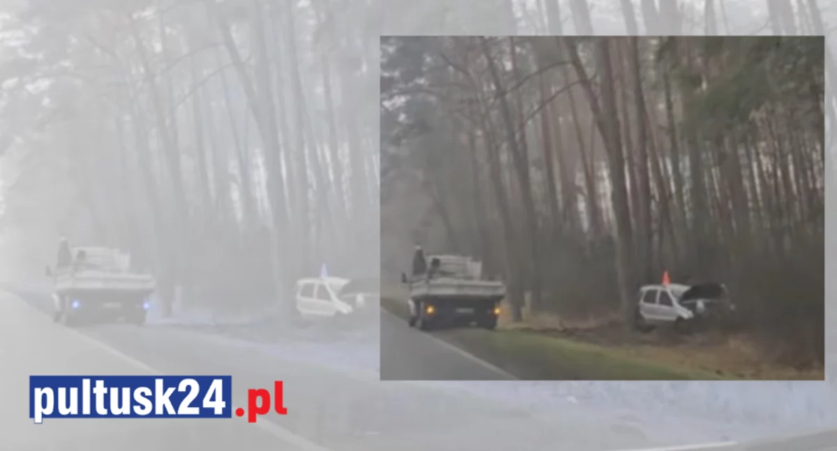 Wypadki, Wypadek trasie Pułtusk Wyszków - zdjęcie, fotografia