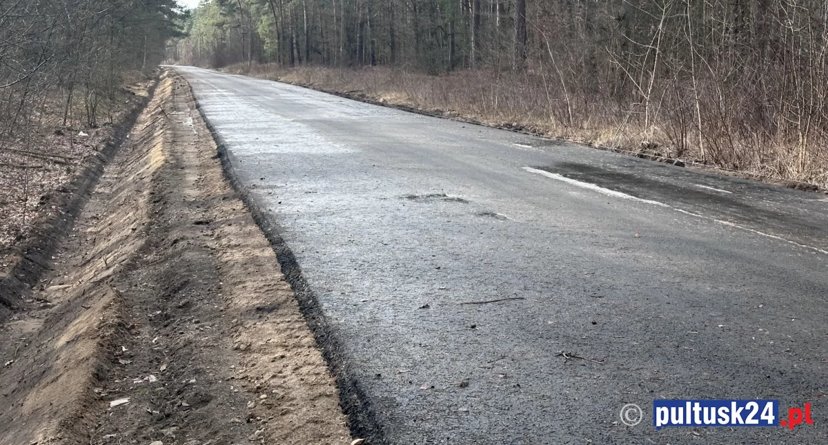 Powiat, Informacja sprawie remontowanej drogi Pułtusk Psary - zdjęcie, fotografia