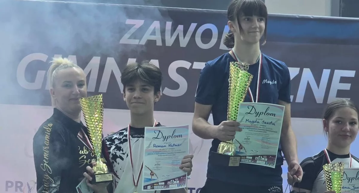 Gimnastyka sportowa, Roman Kutner podium - zdjęcie, fotografia