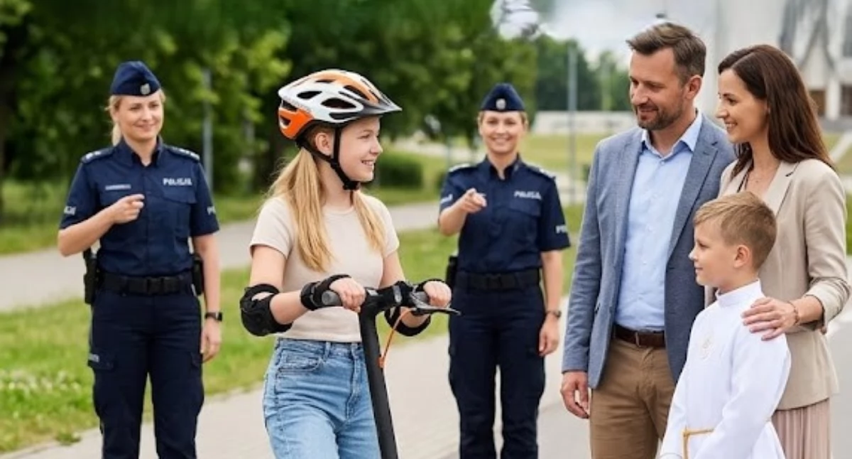 Społeczeństwo, Hulajnoga elektryczna komunię Policja ostrzega! - zdjęcie, fotografia