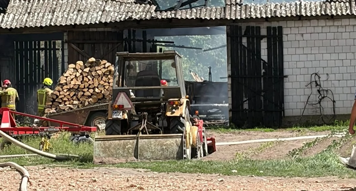 Pożary, Pożar budynku gospodarczego Lipie - zdjęcie, fotografia