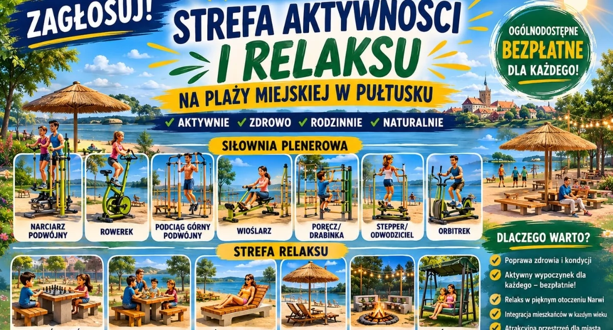 Społeczeństwo, Strefa Aktywności Relaksu pułtuskiej plaży możliwe! - zdjęcie, fotografia