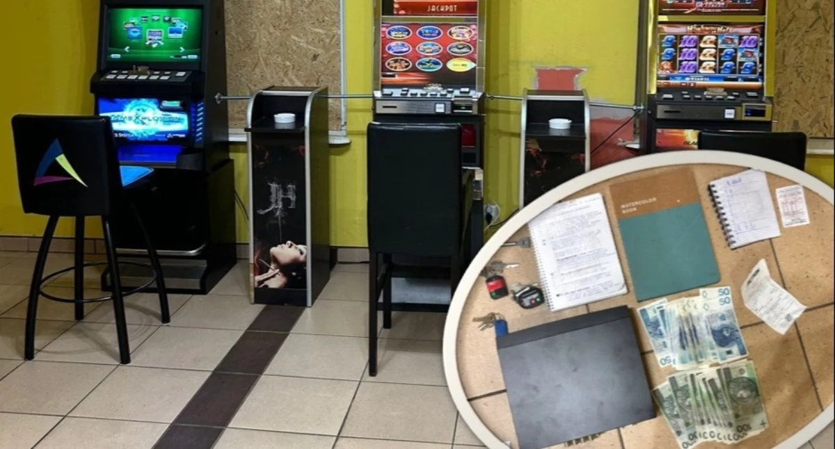 Likwidacja kolejnego nielegalnego salonu gier w Pułtusku. Policja zabezpieczyła 6 automatów i gotówkę