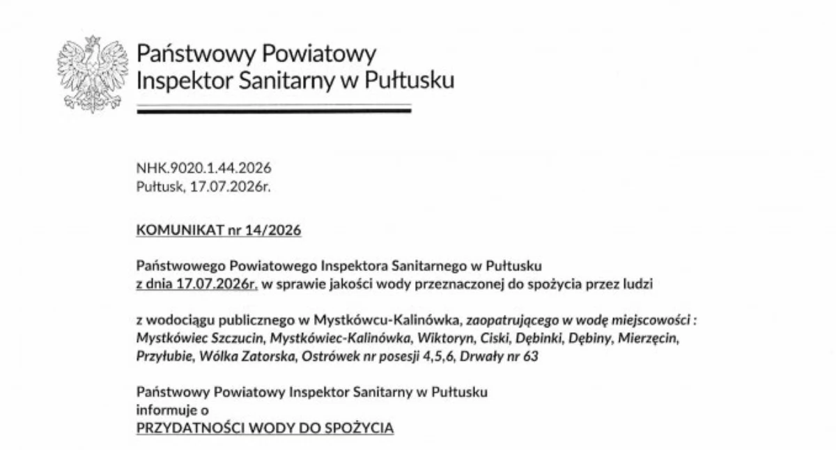 Dobra wiadomość dla mieszkańców gminy Zatory! Woda jest już bezpieczna