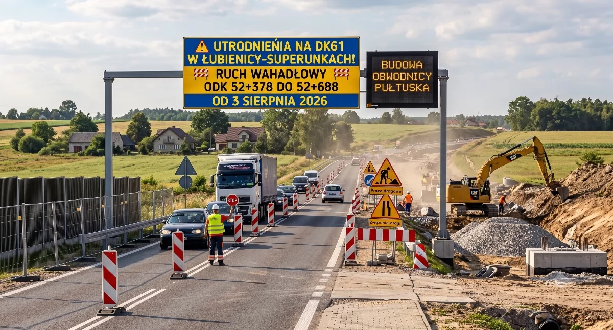 Komunikat, Uwaga kierowcy! Utrudnienia wahadłowy Łubienicy Superunkach - zdjęcie, fotografia