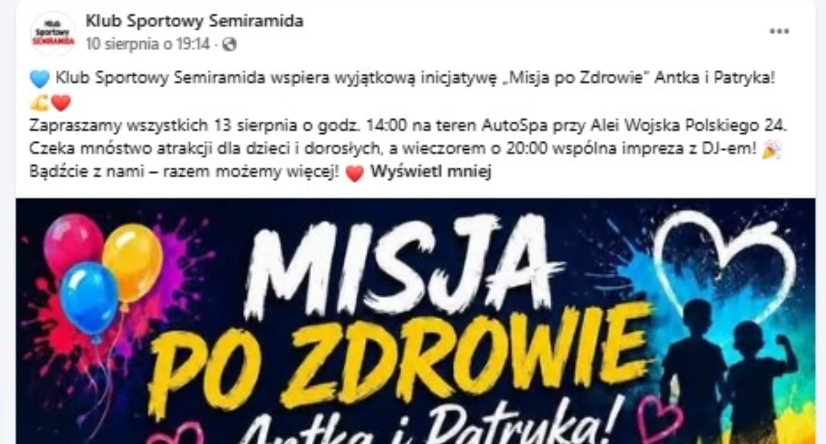 KS Semiramida wspiera akcję „Misja po Zdrowie”
