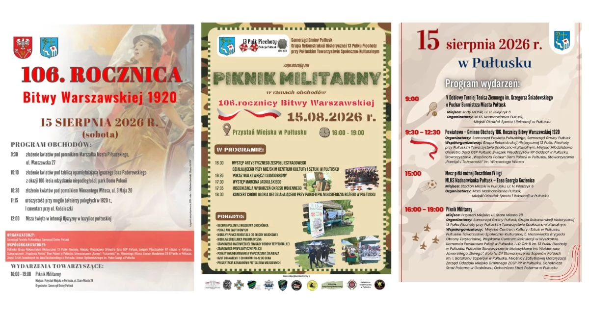 15 sierpnia w Pułtusku. Sprawdź program sobotnich wydarzeń