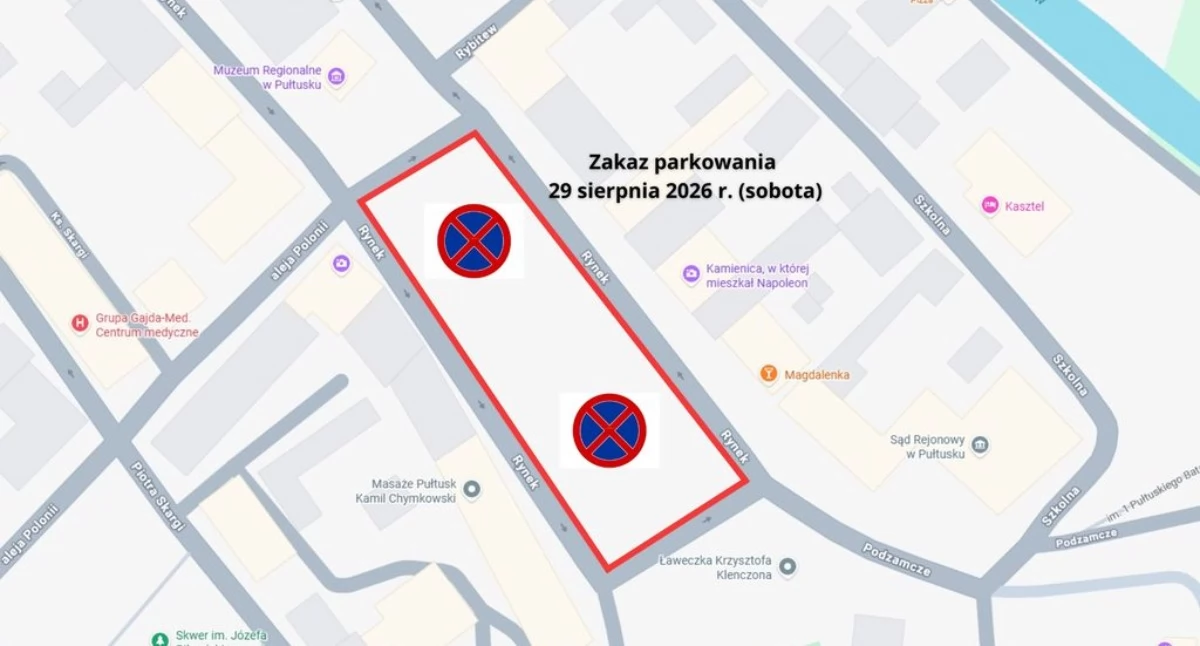 Komunikat, Tymczasowy zakaz parkowania Rynku powodu „Rajdu Mazur” - zdjęcie, fotografia