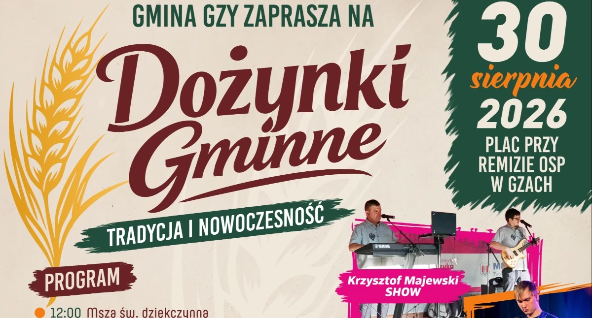W niedzielę Dożynki Gminne w Gzach. Gwiazdą wieczoru Mega Dance