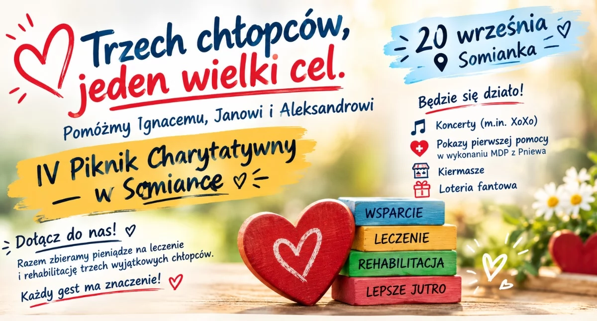 Pomoc, Trzech chłopców jeden wielki Pomóżmy Ignacemu Janowi Aleksandrowi! - zdjęcie, fotografia