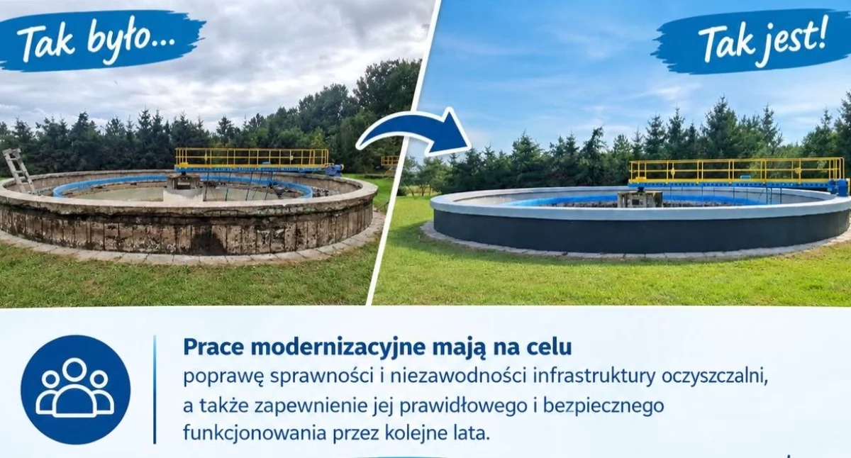 PWiK w Pułtusku zakończyło renowację osadnika wtórnego na terenie miejskiej oczyszczalni