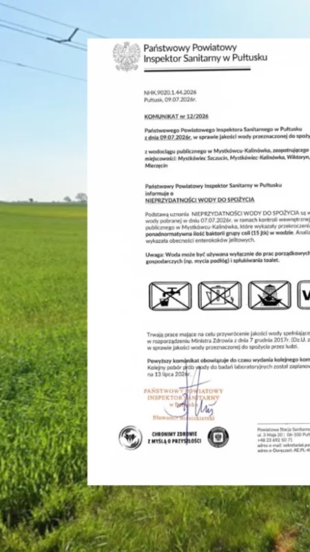 PILNY komunikat dla mieszkańców gminy Zatory: woda nieprzydatna do spożycia!