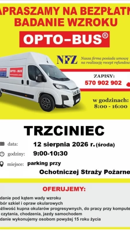 Bezpłatne badania wzroku w Trzcińcu. Do miejscowości przyjedzie specjalny „Opto-Bus”
