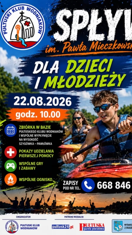 Aktywne wakacje na wodzie: Spływ kajakowy dla dzieci i młodzieży im. Pawła Mieczkowskiego