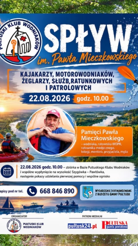 Już w sobotę! Spływ im. Pawła Mieczkowskiego – wodniacy i młodzież popłyną ku pamięci przyjaciela