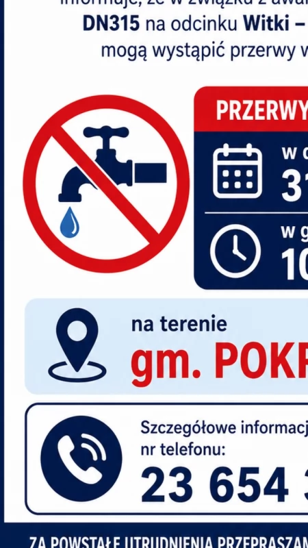Awaria sieci wodociągowej w gminie Pokrzywnica. Możliwe przerwy w dostawie wody