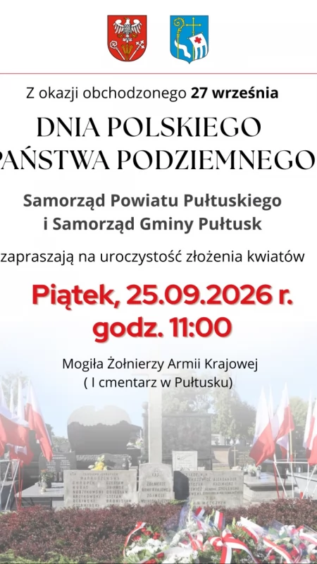 Zapraszamy na obchody Dnia Polskiego Państwa Podziemnego