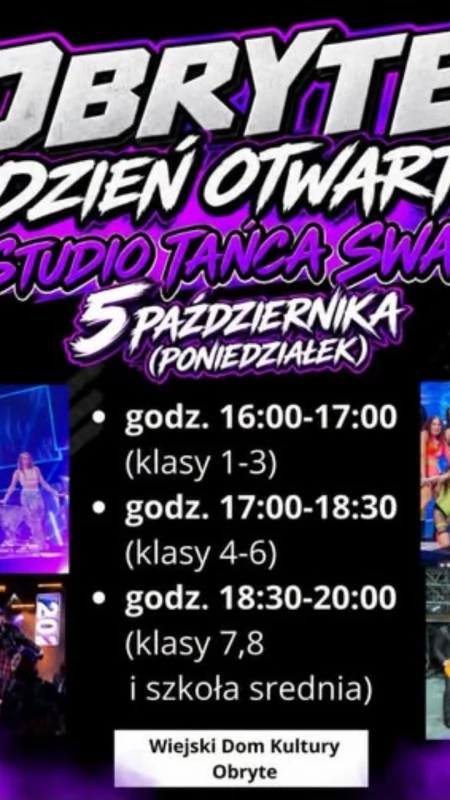  DZIEŃ OTWARTY STUDIA TAŃCA SWAG W OBRYTEM! 