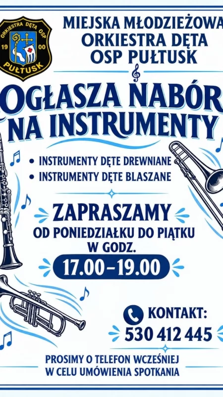 Miejska Młodzieżowa Orkiestra Dęta OSP Pułtusk otwiera swoje drzwi. Rusza nabór dla nowych muzyków