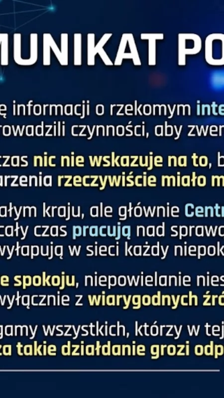 Za celowe wywoływanie paniki grozi odpowiedzialność karna. Oficjalny komunikat Policji