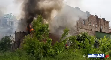 Pożar przy Rynku w Pułtusku