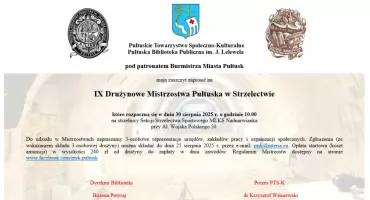 Zapraszamy na IX Drużynowe Mistrzostwa Pułtuska w Strzelectwie