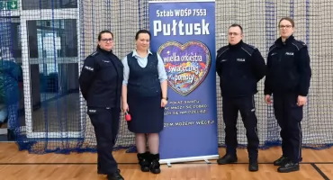  Bezpieczny 34. Finał WOŚP w Pułtusku. Policjanci szkolą wolontariuszy przed wielkim kwestowaniem