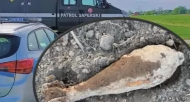 Groźne znalezisko w Dzierżeninie. Granat moździerzowy na polu uprawnym