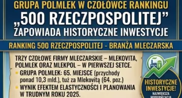 Grupa Polmlek w czołówce rankingu 500 Rzeczpospolitej! Zapowiada historyczne inwestycje