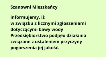 Komunikat PWiK w sprawie złej jakości wody