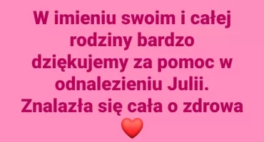 Poszukiwana 16-latka odnalazła się. Rodzina przekazała dobre informacje 