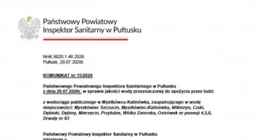 Skażona woda z SUW Mystkówiec-Kalinówka. Pilny apel do mieszkańców kilkunastu miejscowości